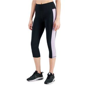 NWoT ID Ideology Womens Cropped Colorblock Leggings Black Size S $50 B337